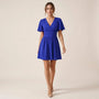 Wrap - Style Fit & Flare Mini Dress BlueSM-023-BLUE-S