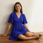 Wrap - Style Fit & Flare Mini Dress BlueSM-023-BLUE-S