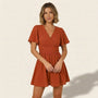 Wrap - Style Fit & Flare Mini Dress BrownSM-023-BROWN-S