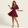 Wrap - Style Fit & Flare Mini Dress MaroonSM-023-MAROON-S