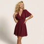 Wrap - Style Fit & Flare Mini Dress MaroonSM-023-MAROON-S