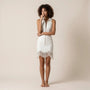 Zip - Front Fringe Mini Dress WhiteMM-040-WHITE-M