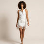 Zip - Front Fringe Mini Dress WhiteMM-040-WHITE-M